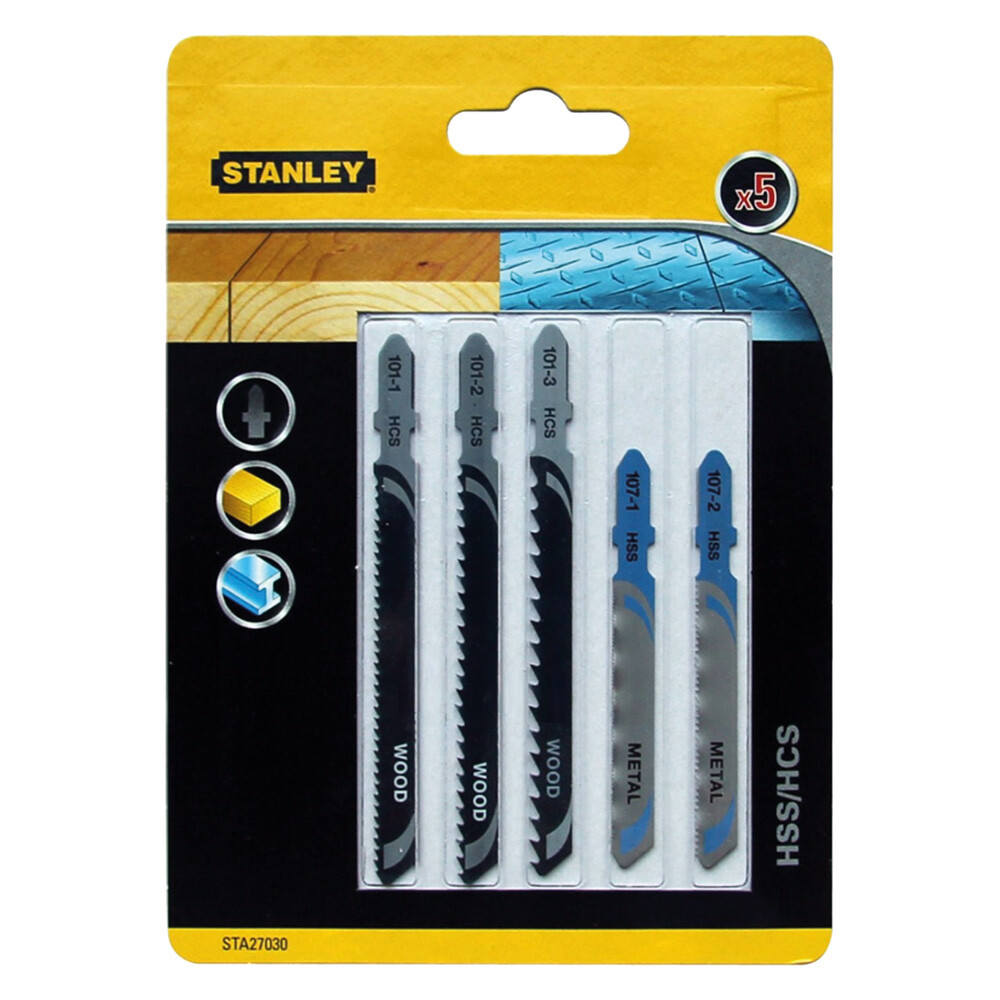 LAMA PER SEGHETTO ALTERNATIVO SET MISTO HCS (3 pz) + HSS (2 pz) - blister STANLE
