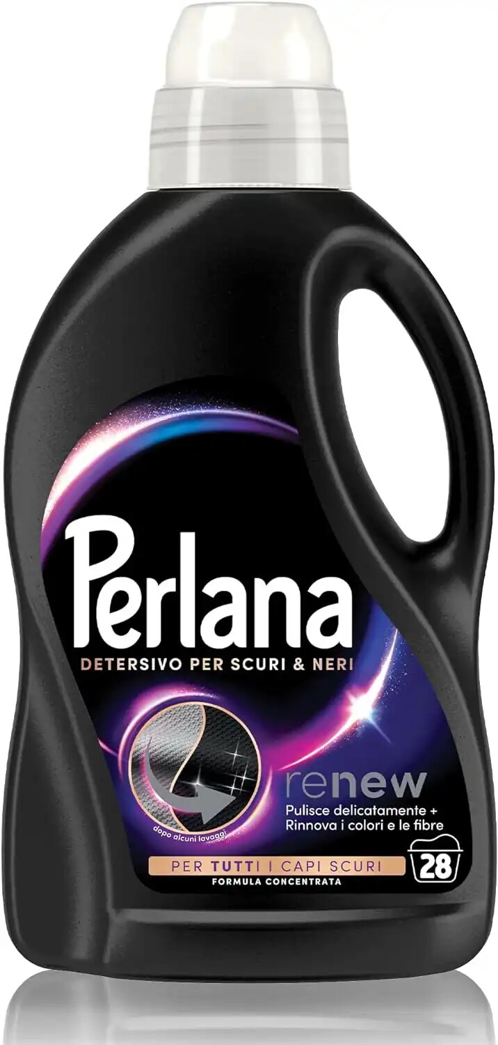 Perlana Renew Detersivo Liquido Lavatrice Per Capi Scuri e Neri 28 Lavaggi 1,4lt