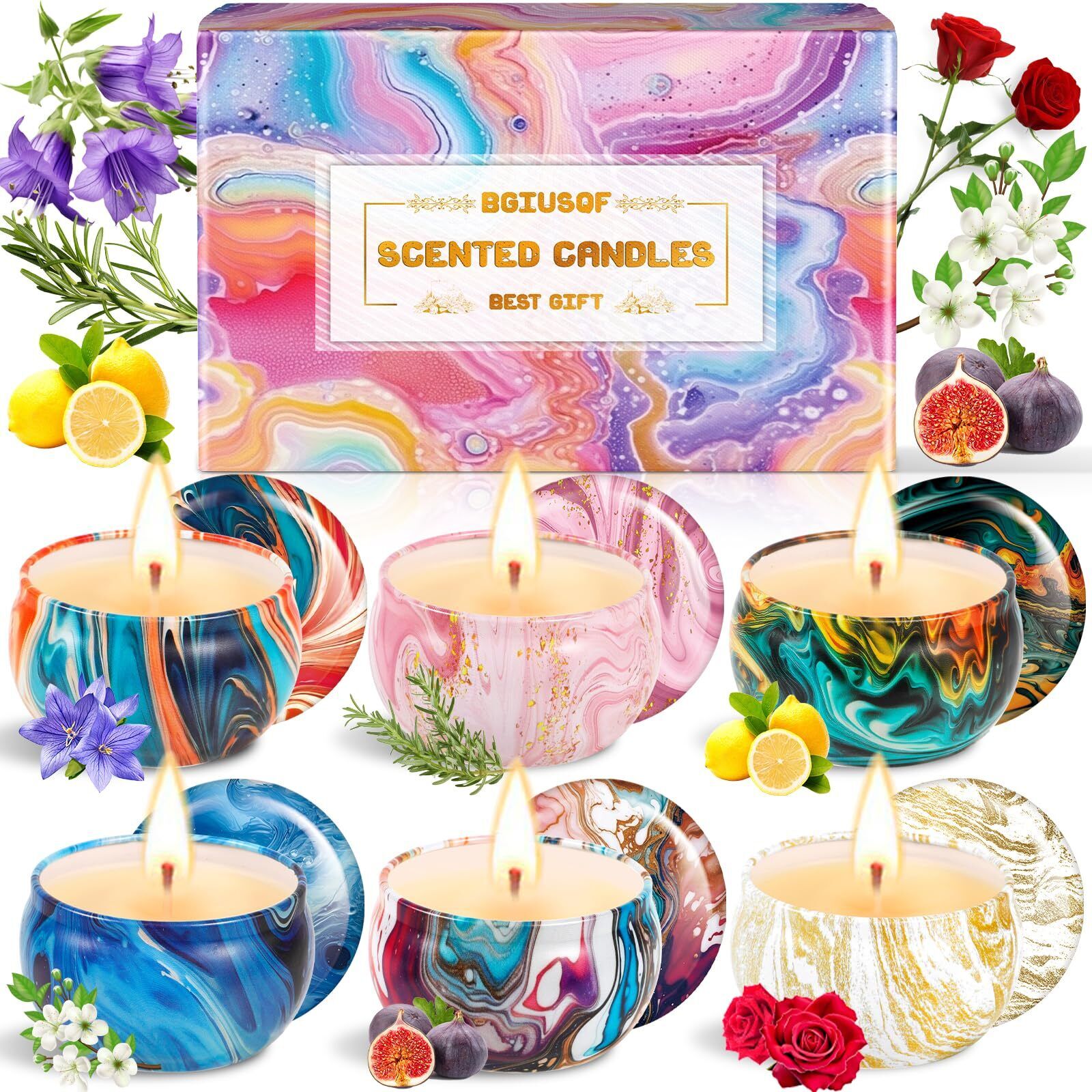 BGIUSQF 6 Pezzi Candele Profumate Candele Profumate Bomboniere Set Candele Pr...