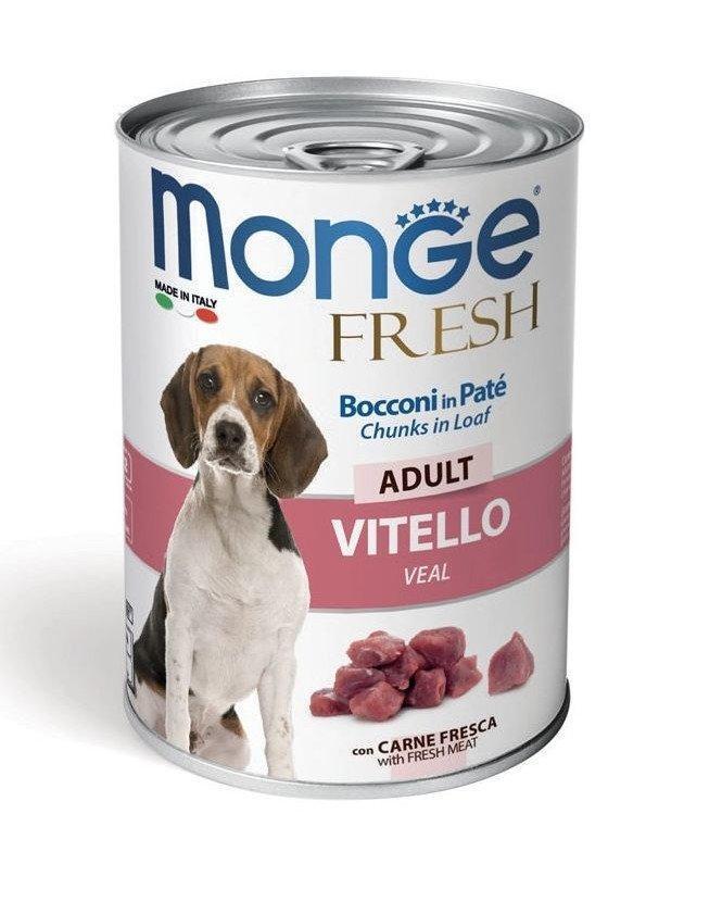 Bocconi in patè cane gusto vitello Monge 400gr