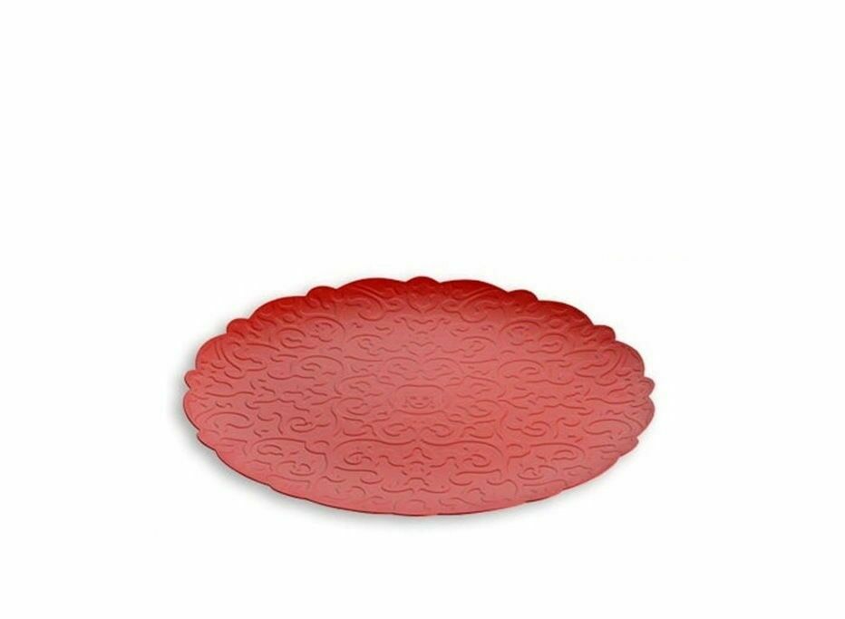 Vassoio Rotondo Alessi MW07 R Dressed Acciaio Inox 18/10 Rosso Decoro a Rilievo