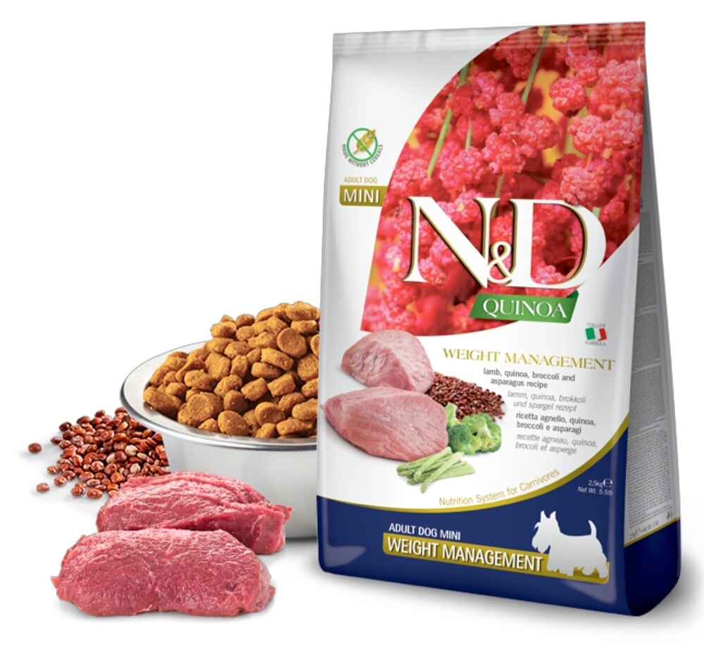 Farmina N&D Quinoa Dog Weight Management Agnello, Broccoli E Asparagi Adult Mini
