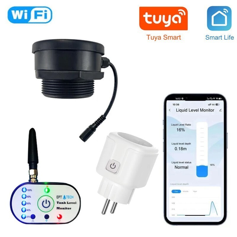 Tuya Sensore Ultrasuoni Smart WiFi con Monitor per Monitoraggio Acqua Serbatoi