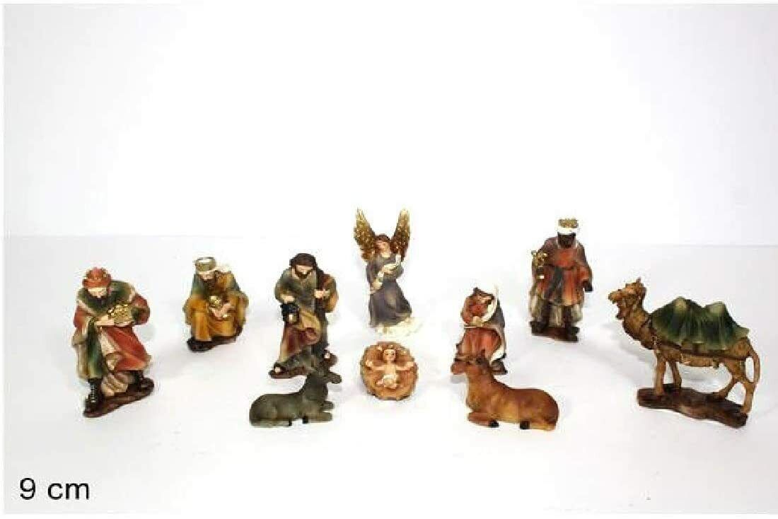 Personaggi statuine del presepe 10 pz da 9 cm natività completa, re magi, angelo
