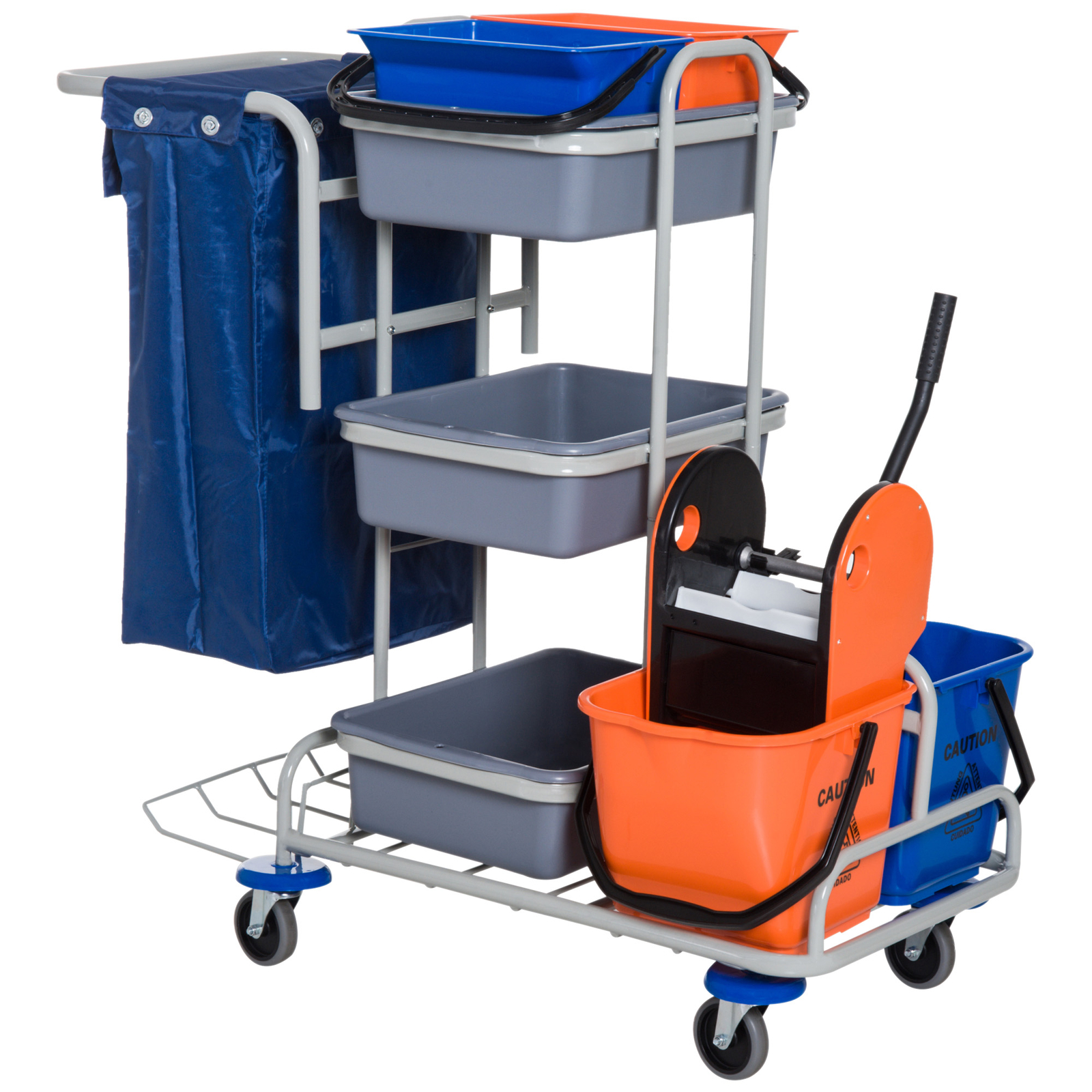 HOMCOM Carrello Lavapavimenti Professionale Secchio con Strizzatore e Rotelle