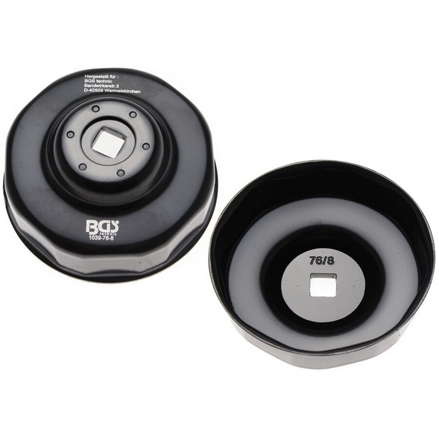 chiave a tazza per filtri olio 76 mm x p8 - codice bgs1039-76-8 BGS officina