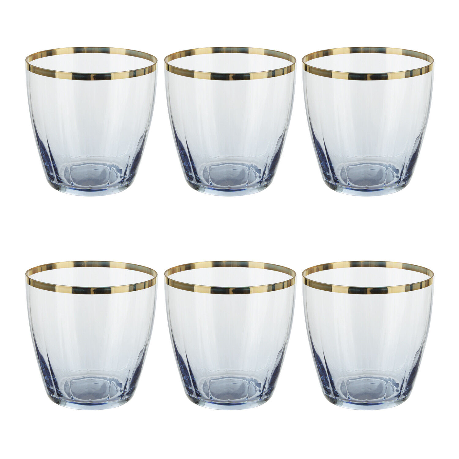 Set 6 bicchieri acqua 365 ml blu con bordo oro Shine blu