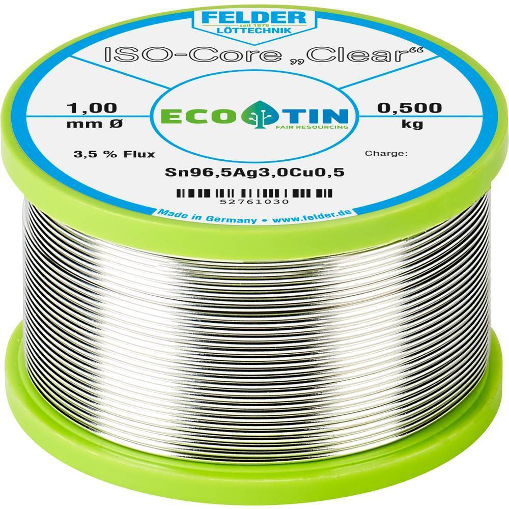 Felder ISO-Core Clear SAC305 Stagno per saldatura Bobina Sn96,5Ag3Cu0,5 0.500