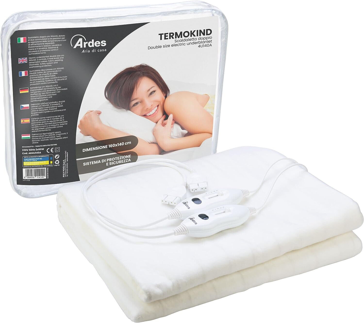 ARDES SCALDALETTO TERMOCOPERTA COPERTA ELETTRICA MATRIMONIALE 160X 140 LAVABILE