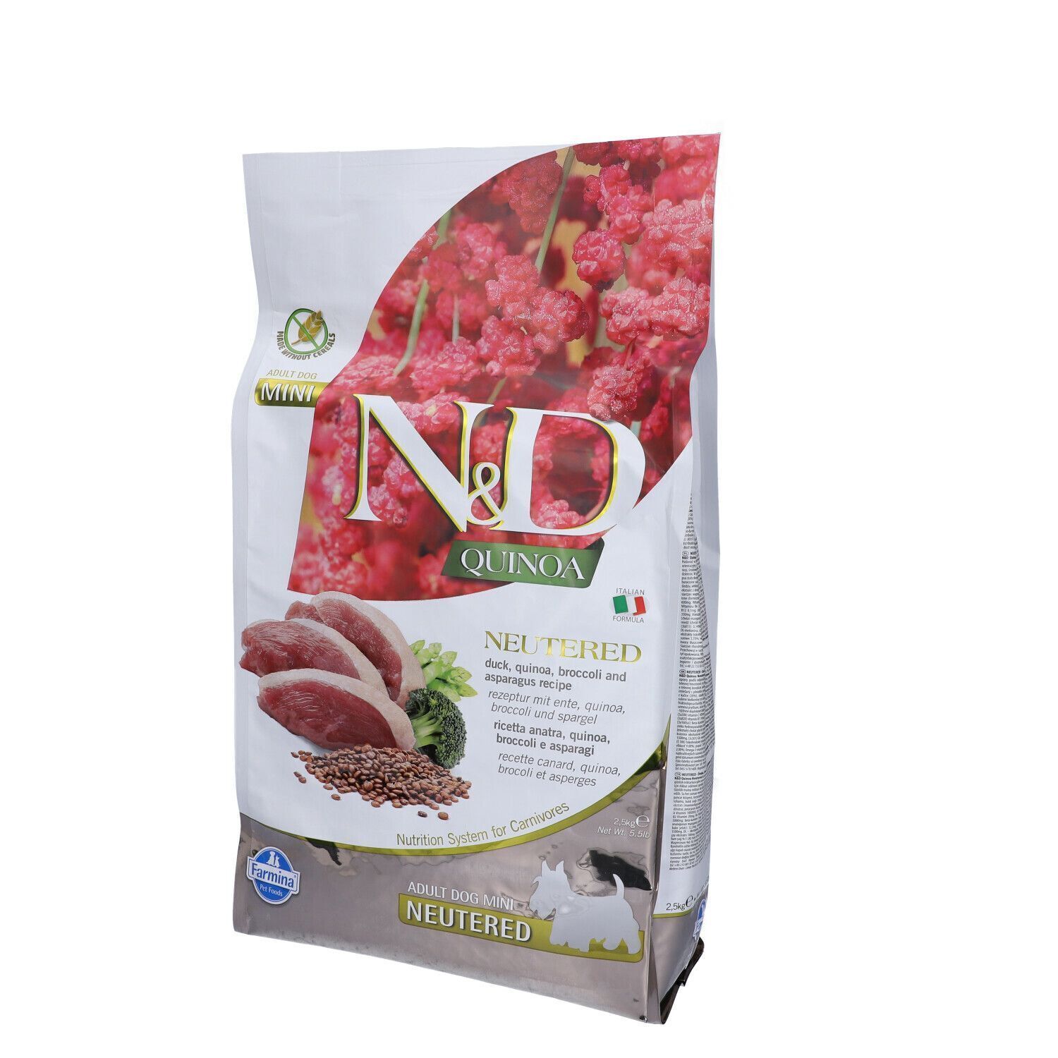 Farmina N&D Quinoa Dog Neutered Anatra, Broccoli E Asparagi Adult Mini Kg 2,5