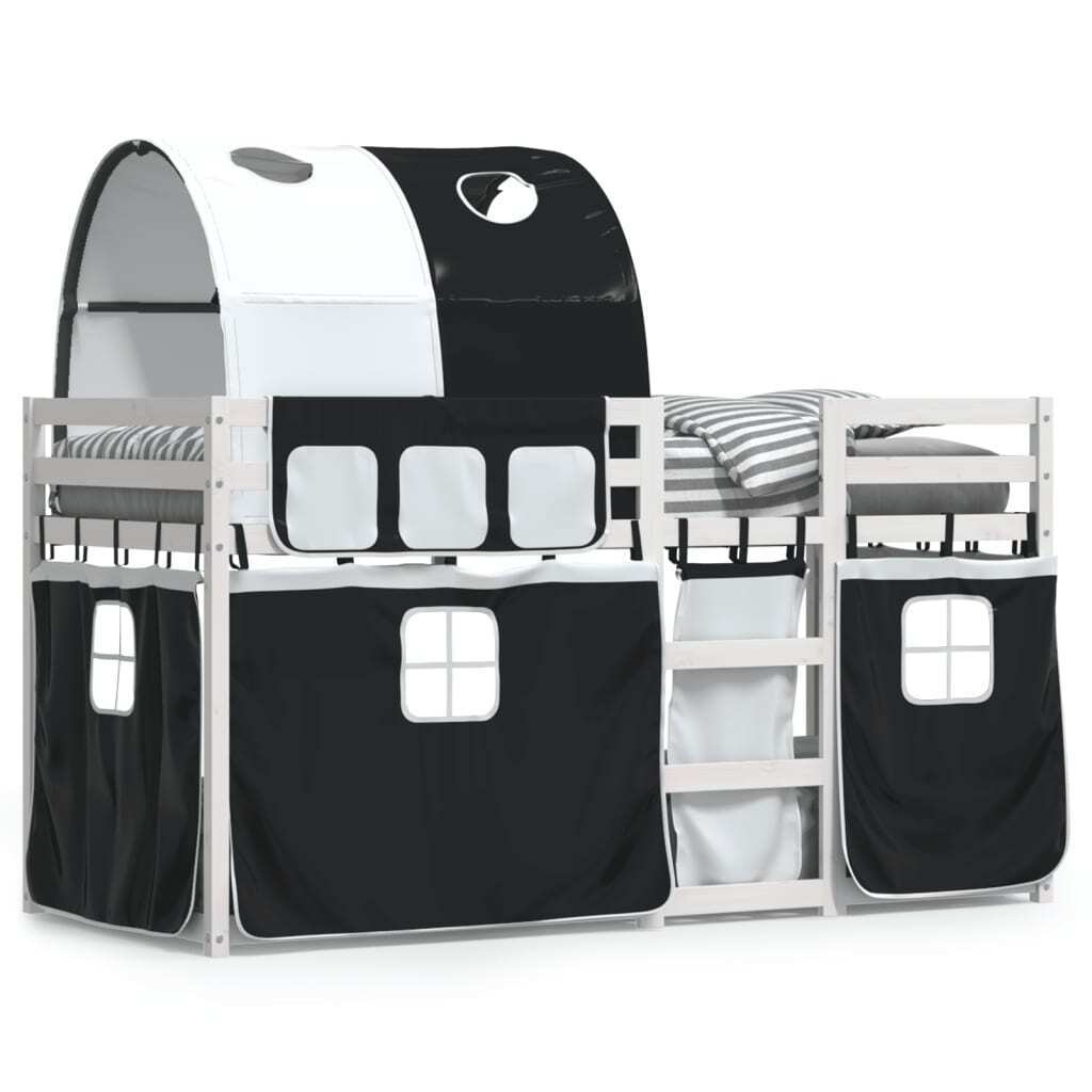 Letto a Castello senza Materasso Bianco e Nero 80x200cm in Pino