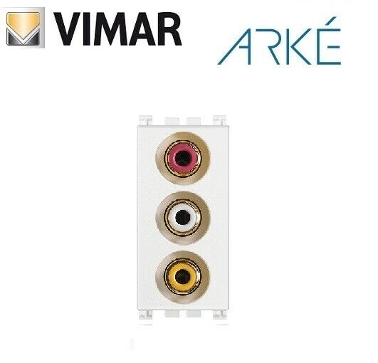 PRESA CON 3 CONNETTORI RCA VIMAR ARKE 19335.B BIANCO.