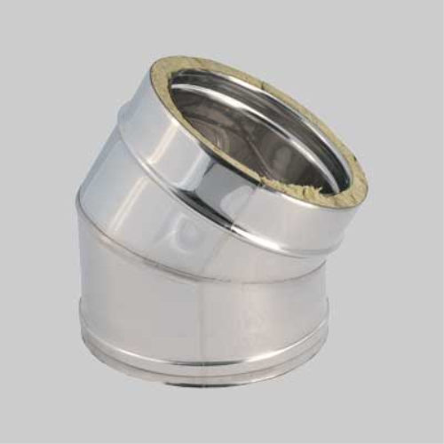 Gomito doppia parete a 45° ø 80/130 mm