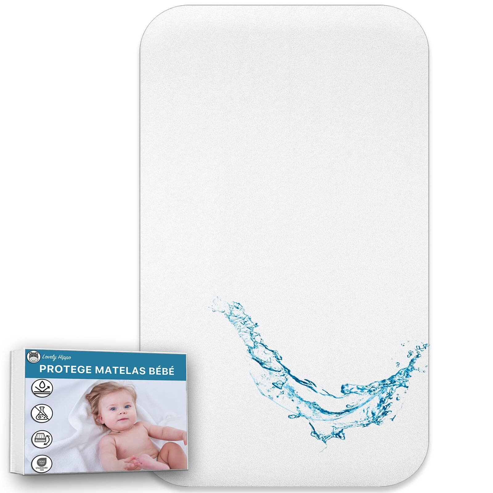 Lovely Hippo Coprimaterasso Cododo 100% impermeabile – Oeko-Tex – coprimatera...