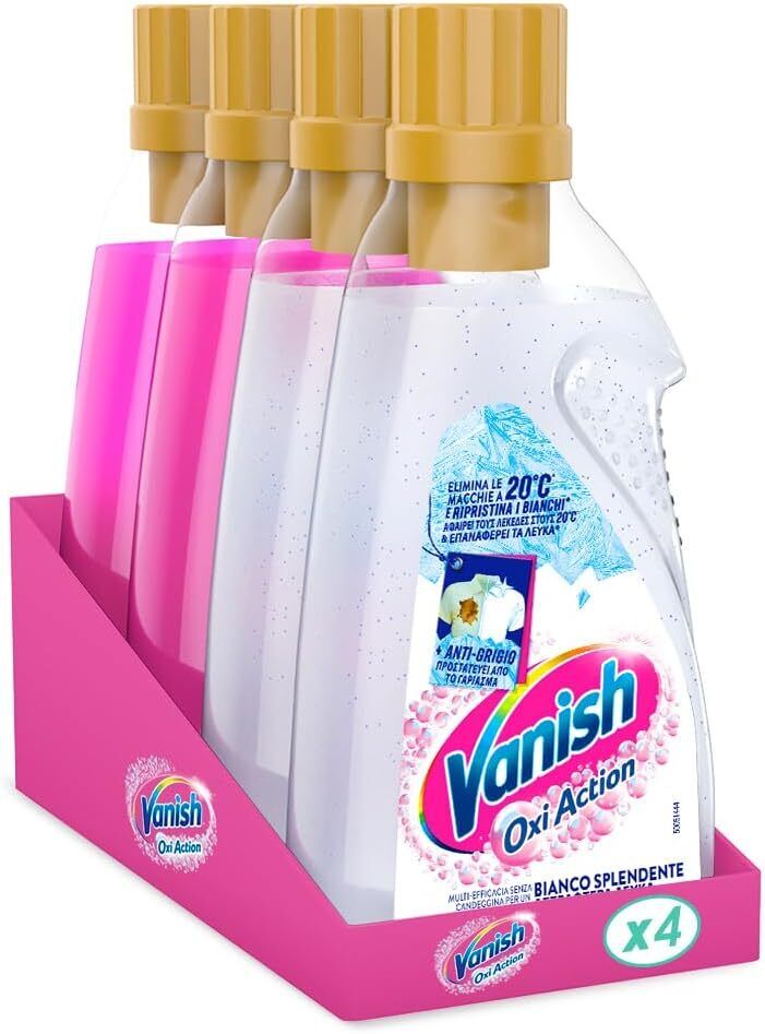 Kit Vanish: 2 Vanish Oxi Action Multipower Gel Rosa + 2 Gel Bianchi, 4 Flaconi