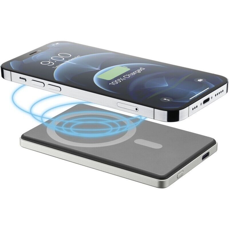 POWER BANK MAGSAFE 5000mAH RICARICA RAPIDA WIRELESS ultra slim 0,86cm  silver