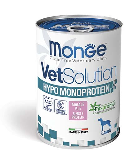 Canine Hypo Monoprotein Maiale  - Monge Vet Solution - Lattina 0,4 Kg