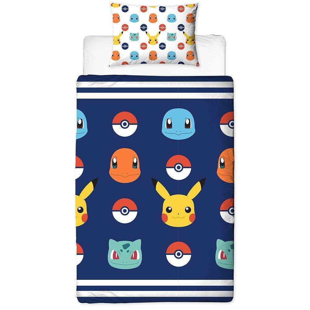 Pokemon Singolo Copripiumino e Federa Set 2-in-1 Design Distintivi Bambini Letto
