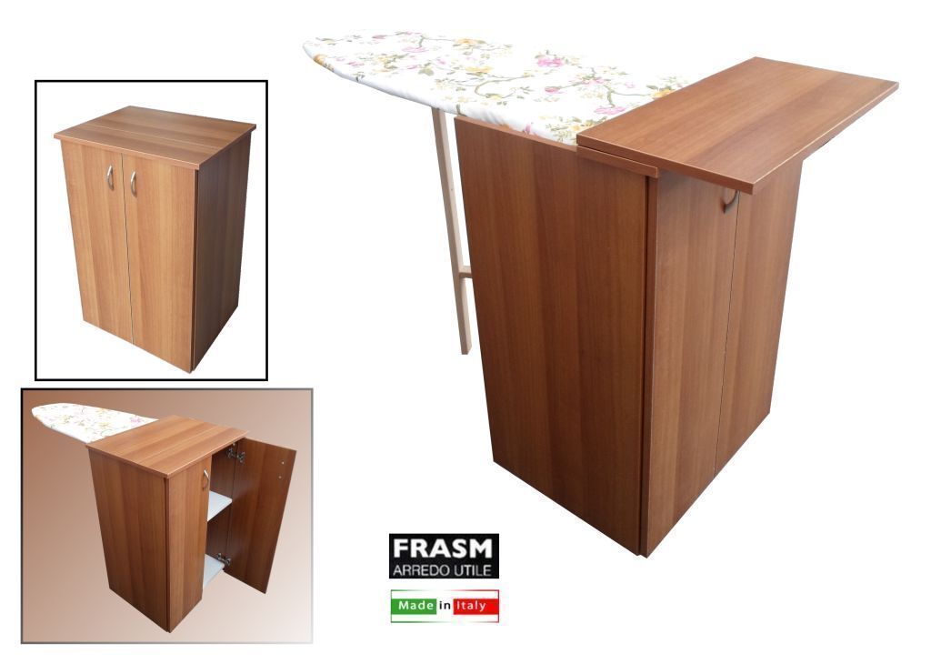 MOBILE TAVOLO ASSE DA STIRO NOCE LEGNO MULTIUSO CASA STIRARE MADE IN ITALY 2022