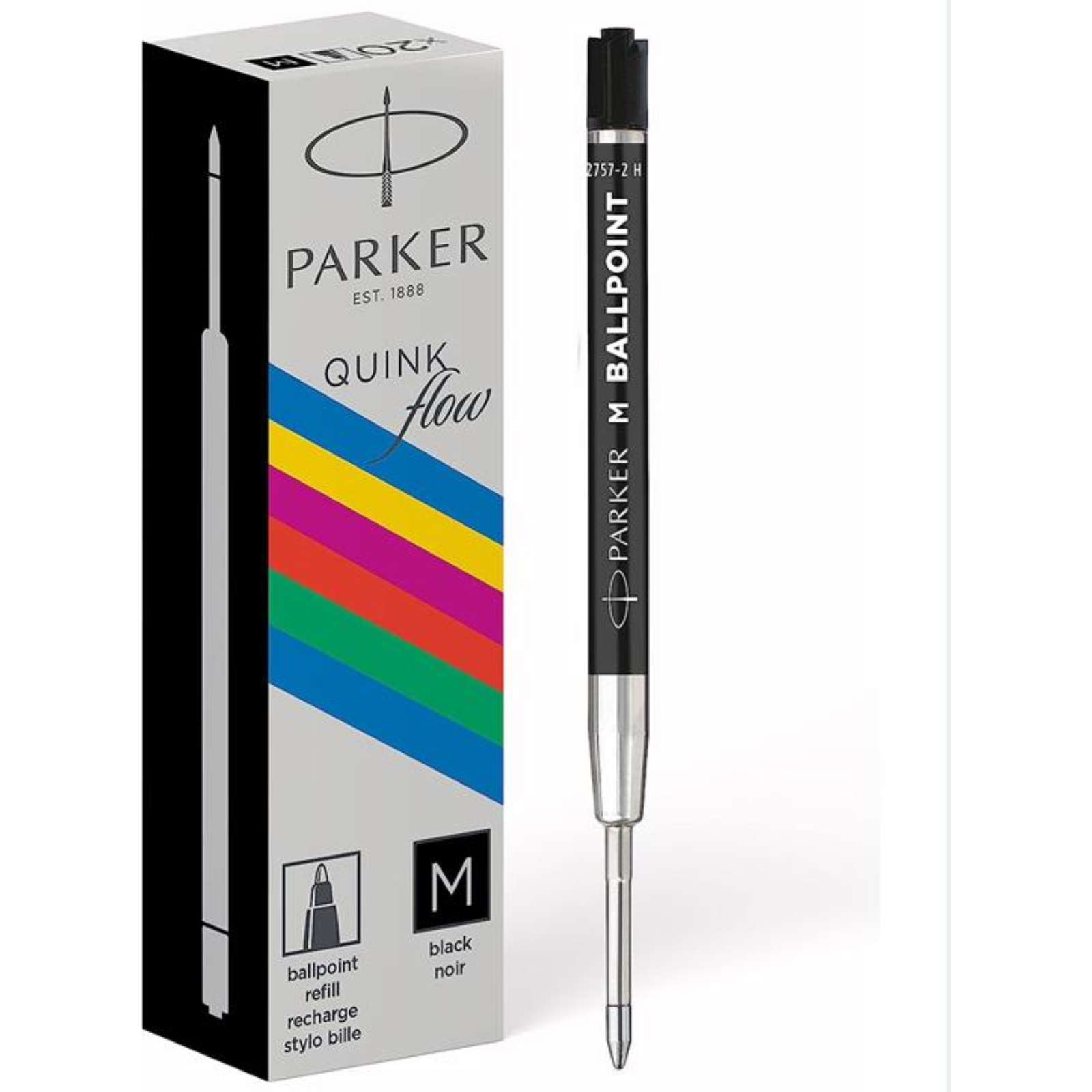 REFILL QUINK FLOW PLASTICA - PUNTA MEDIA - NERO - PARKER