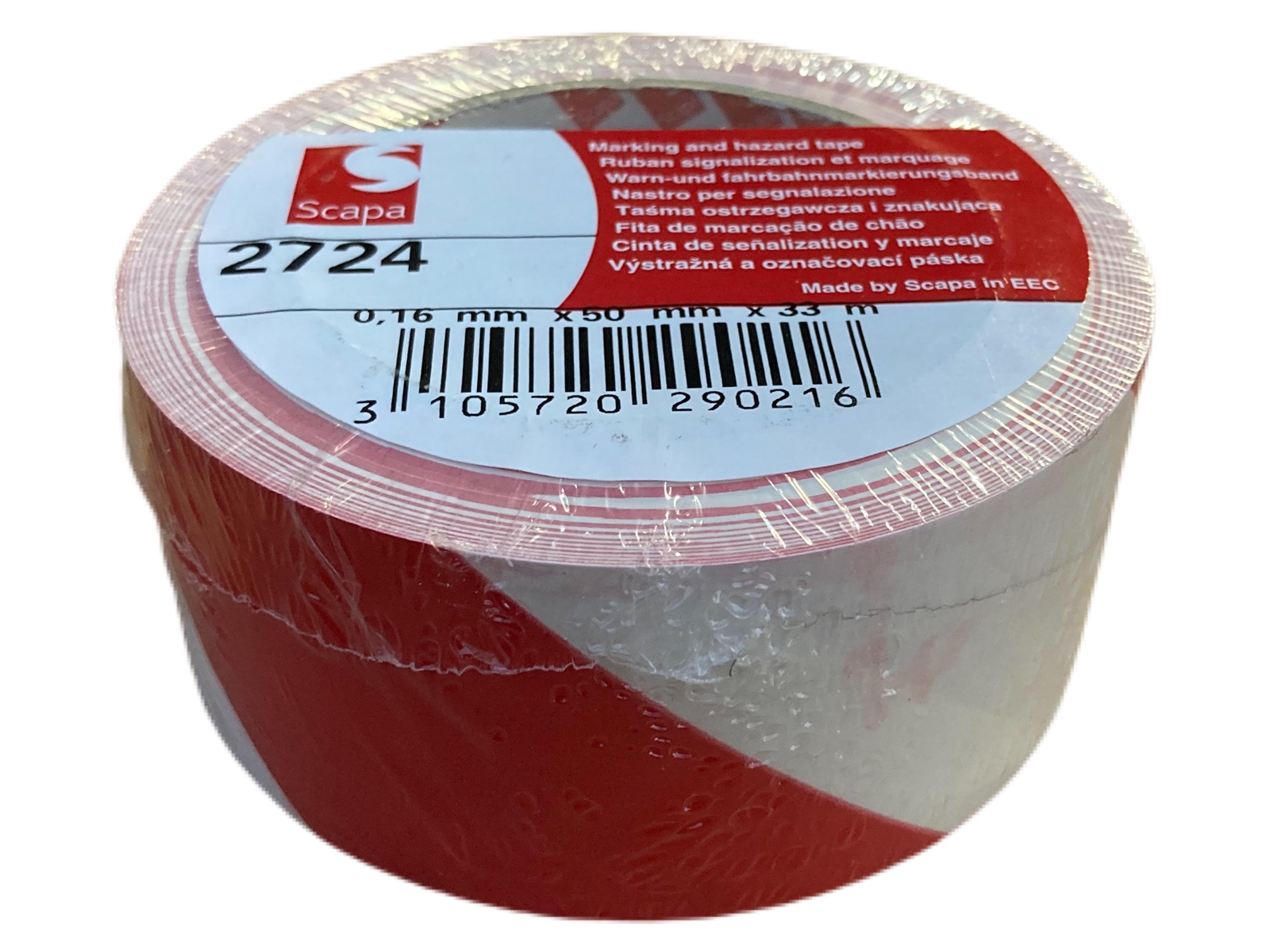43482 Nastro Segnaletico Adesivo 2724 Rosso-Bianco mm. 50Mx33mt. SCAPA