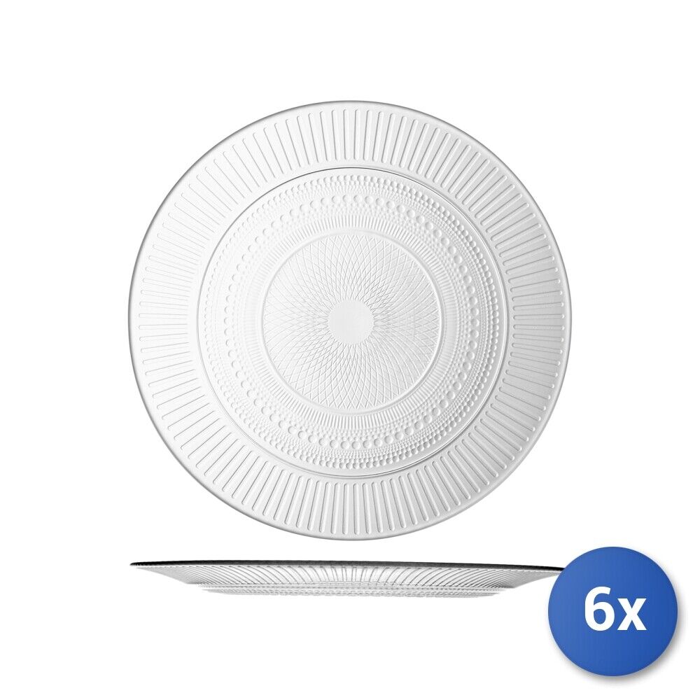 6x Piatti In Vetro Trasparente Louison Piani Cm25