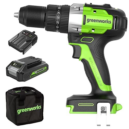 Greenworks 24 V Brushless Drill 60 Nm Bare Tool & 24 V 4 Ah Battery G24B4 & 24 V