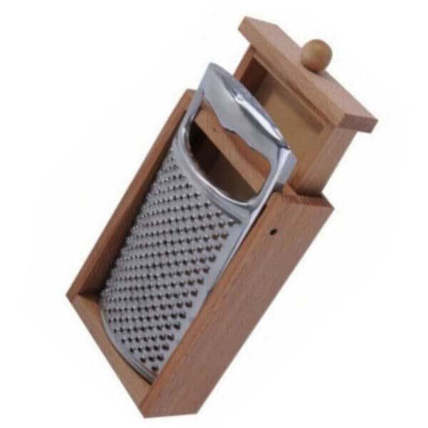 CALDER GRATTUGIA LEGNO RACCOGLITORE CASSETTO ESTRAIBILE ACCIAIO INOX E LEGNO