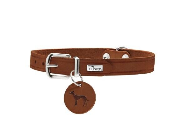 HUNTER AALBORG Collare in pelle per cani 52/M marrone tute molto resistenti a...