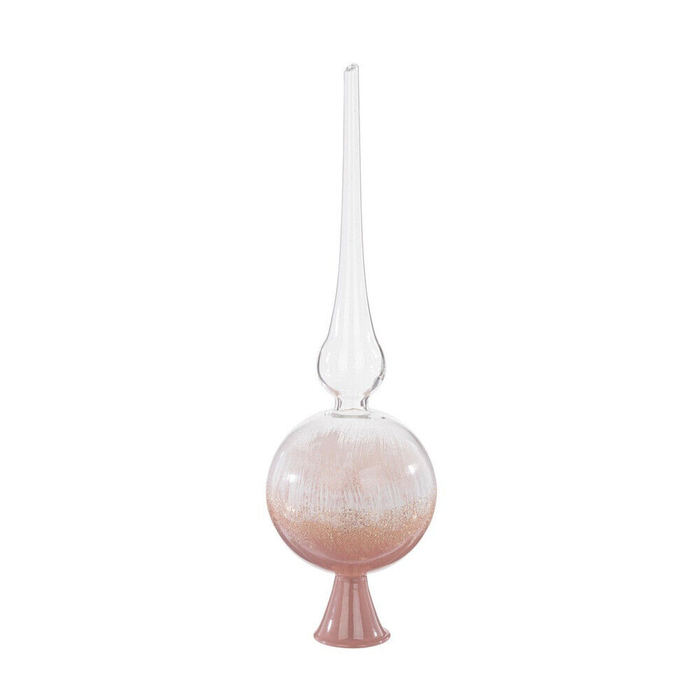 Puntale per Albero di Natale in Vetro con sfumatura Rosa Bianco Elegance