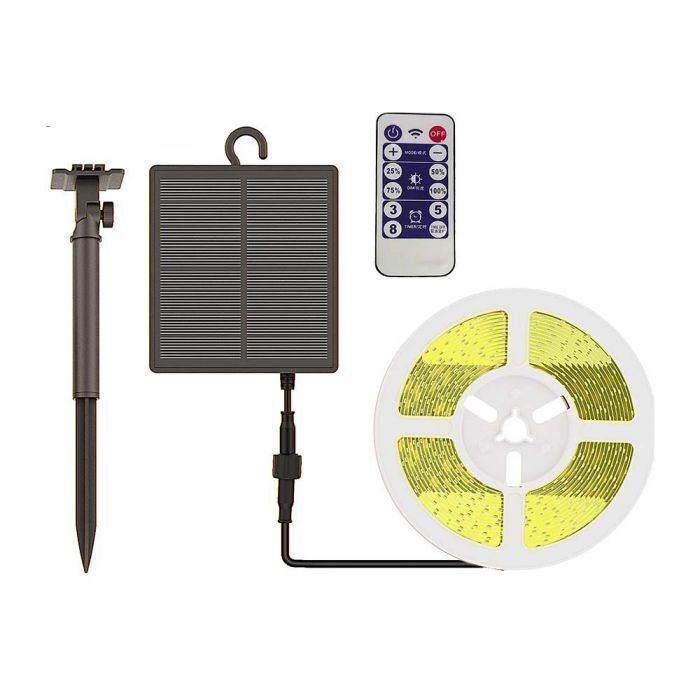 STRISCIA LED STRIP CON PANNELLO SOLARE 5M 120LM 4000K V-TAC