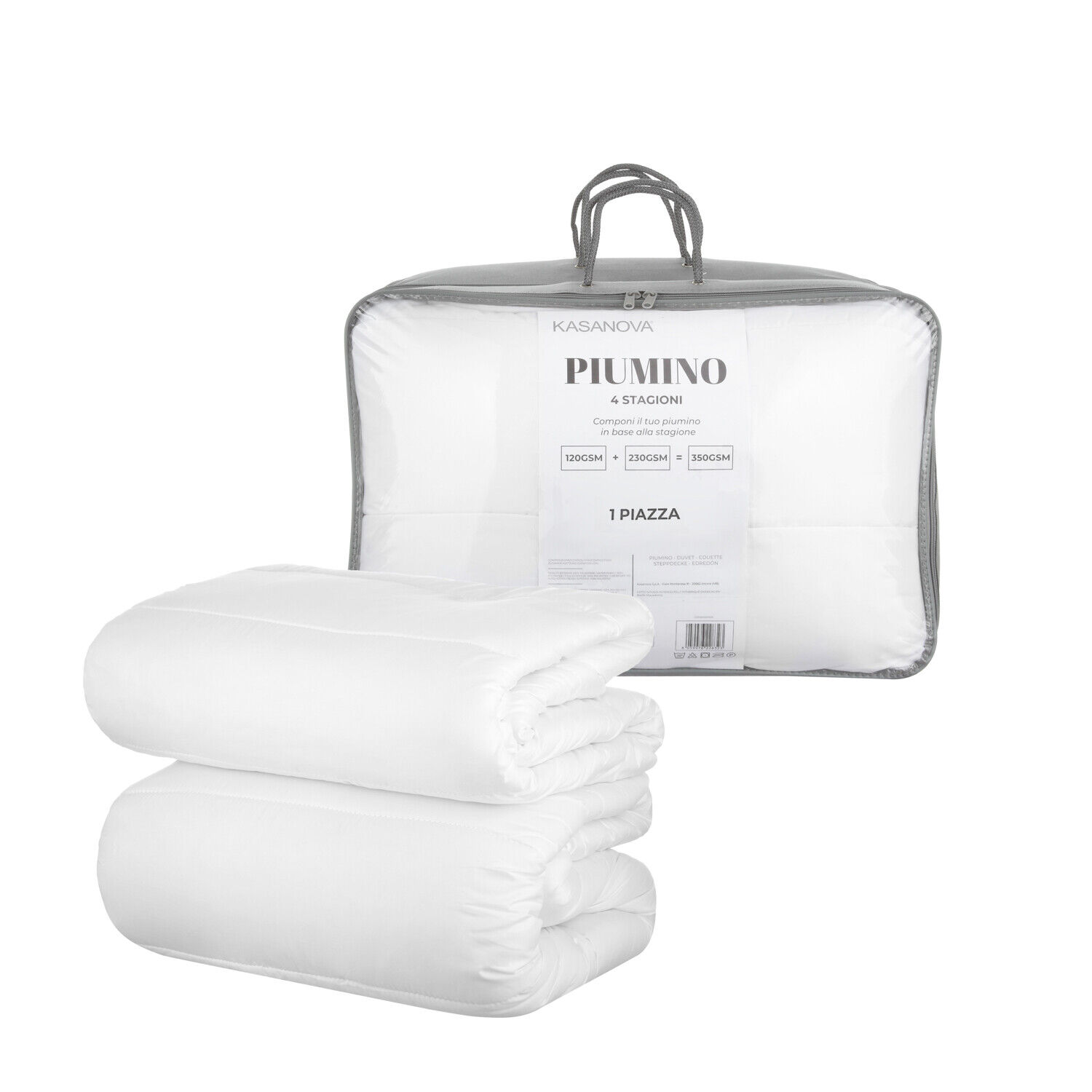 Piumino singolo 4 stagioni bianco bianco