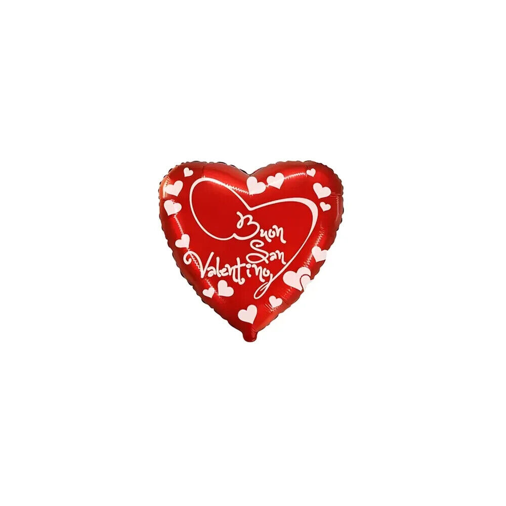 Palloncini Buon San Valentino Corsivo cuore mini shape 9" (22cm) in mylar, 5pz.