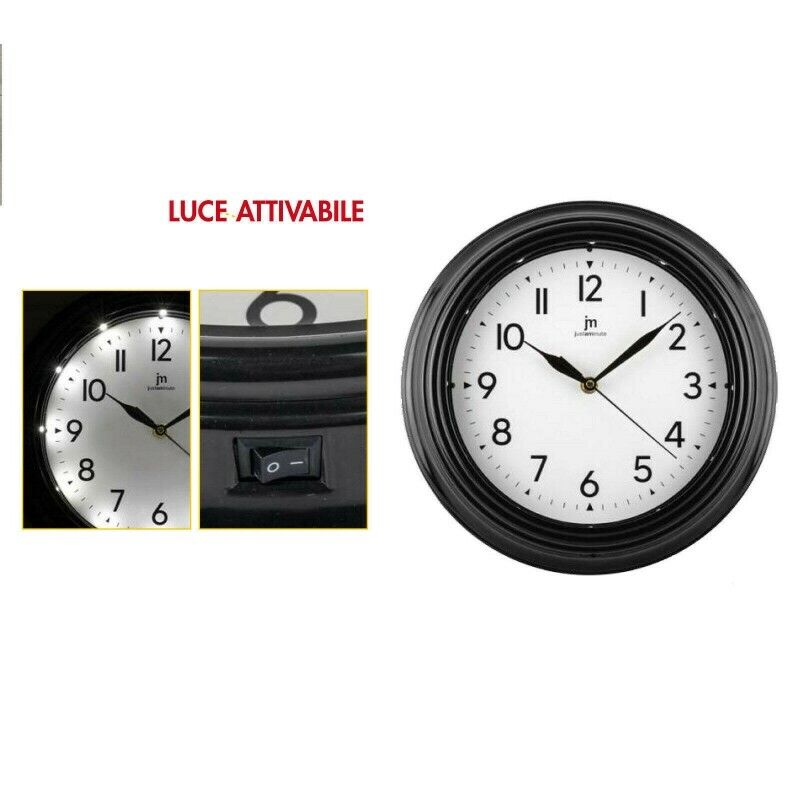 Orologio da parete tondo con led interni nero