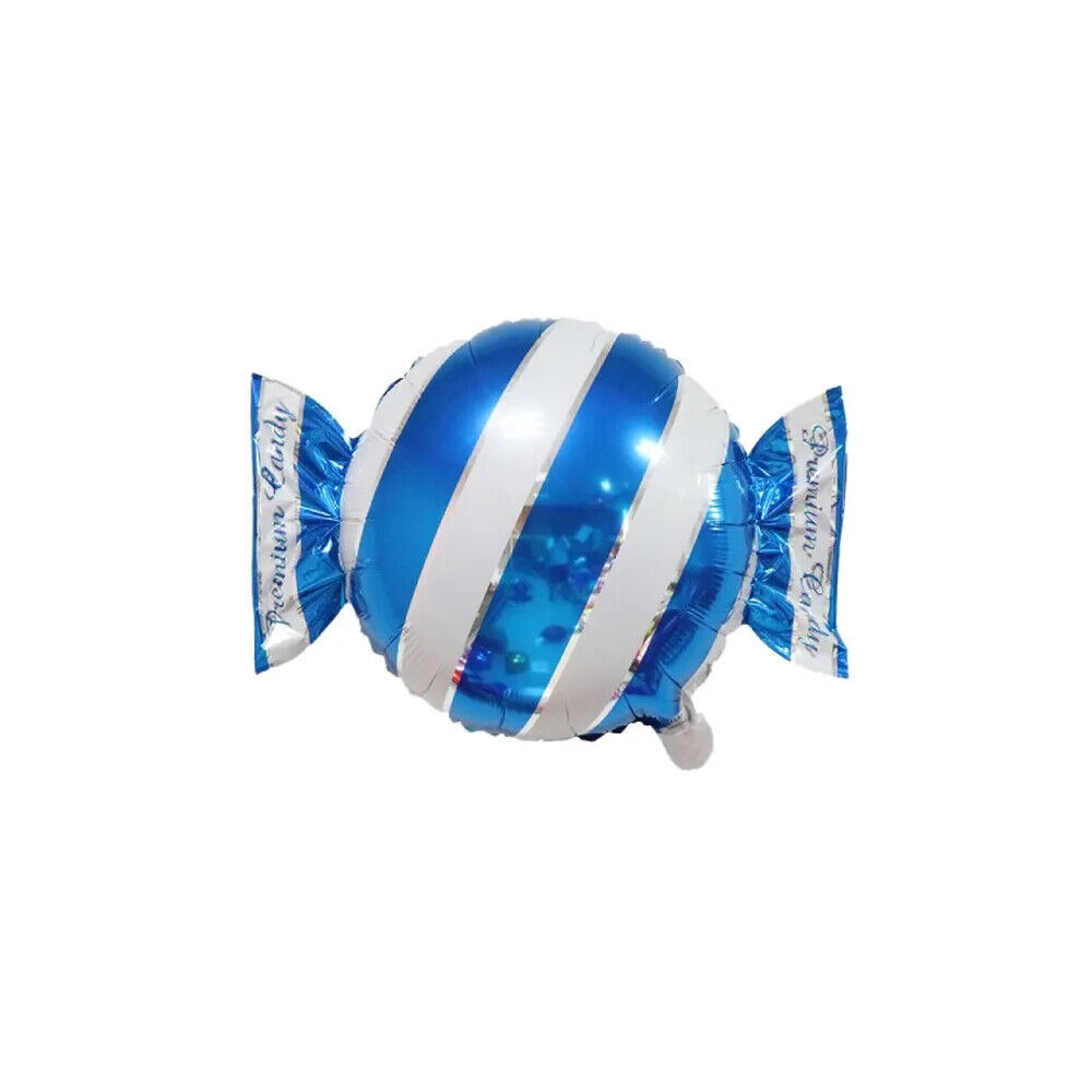 Palloncino Caramella a strisce Blu super shape 25" (63cm) in mylar, 1pz.