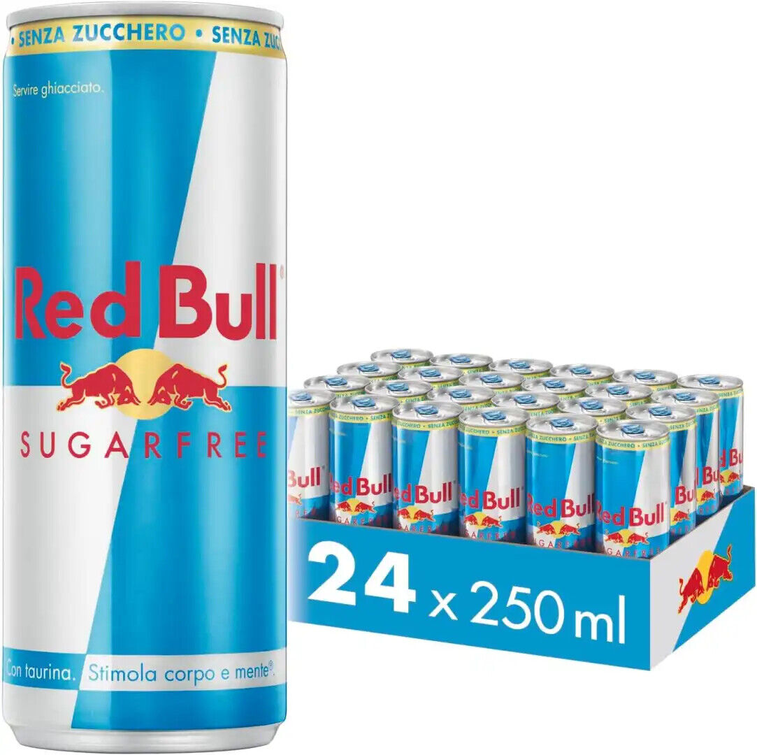Confezione da 24 Lattine Red Bull Energy Drink Senza Zucchero 250ml Redbull