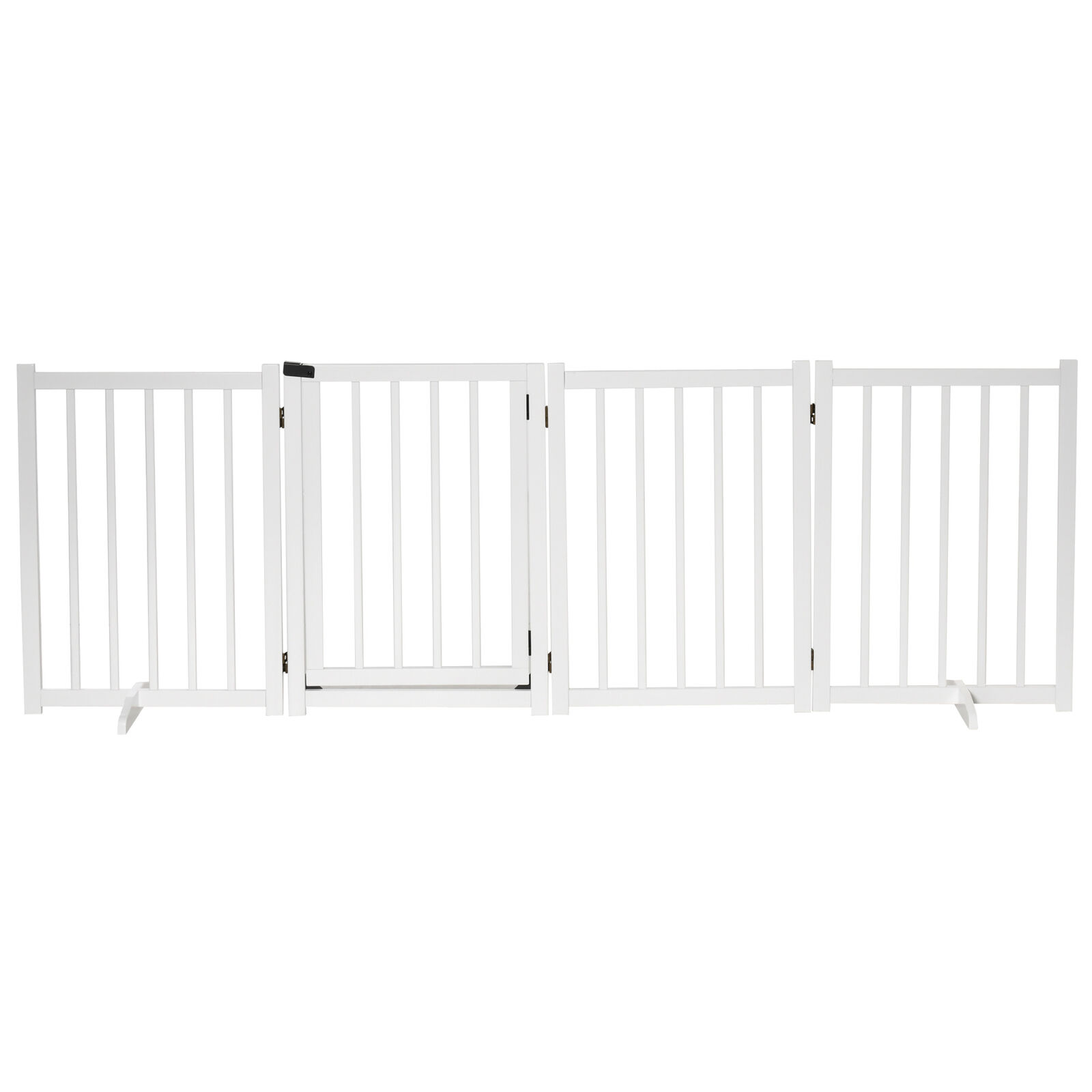 PawHut Freestanding Pet Gate w/ 2 Support Feet for Doorways Stairs White