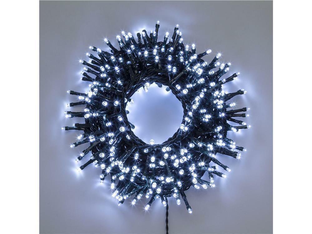 Catena luminosa 1000 led bianco FREDDO Interno/Esterno 50mt LUCI ALBERO NATALE