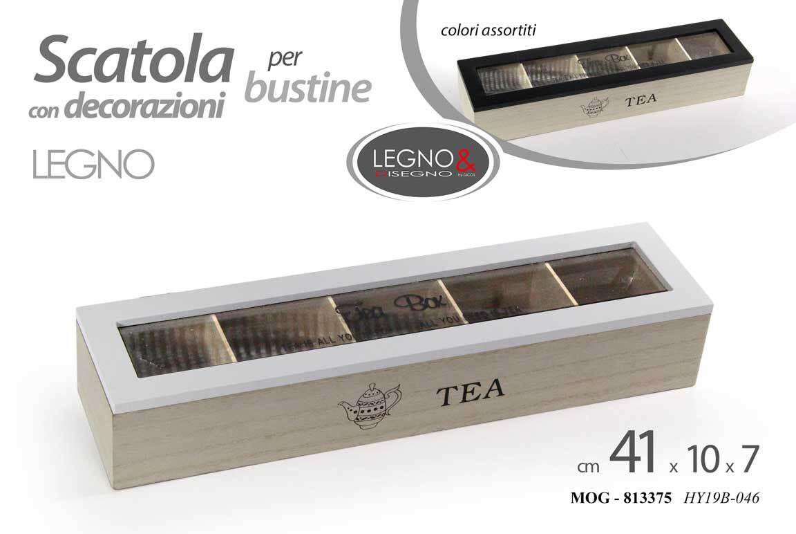 SCATOLA PORTA BUSTINE OGGETTI THE TE TEA TISANE COFANETTO CIALDE 41*10*7 CM