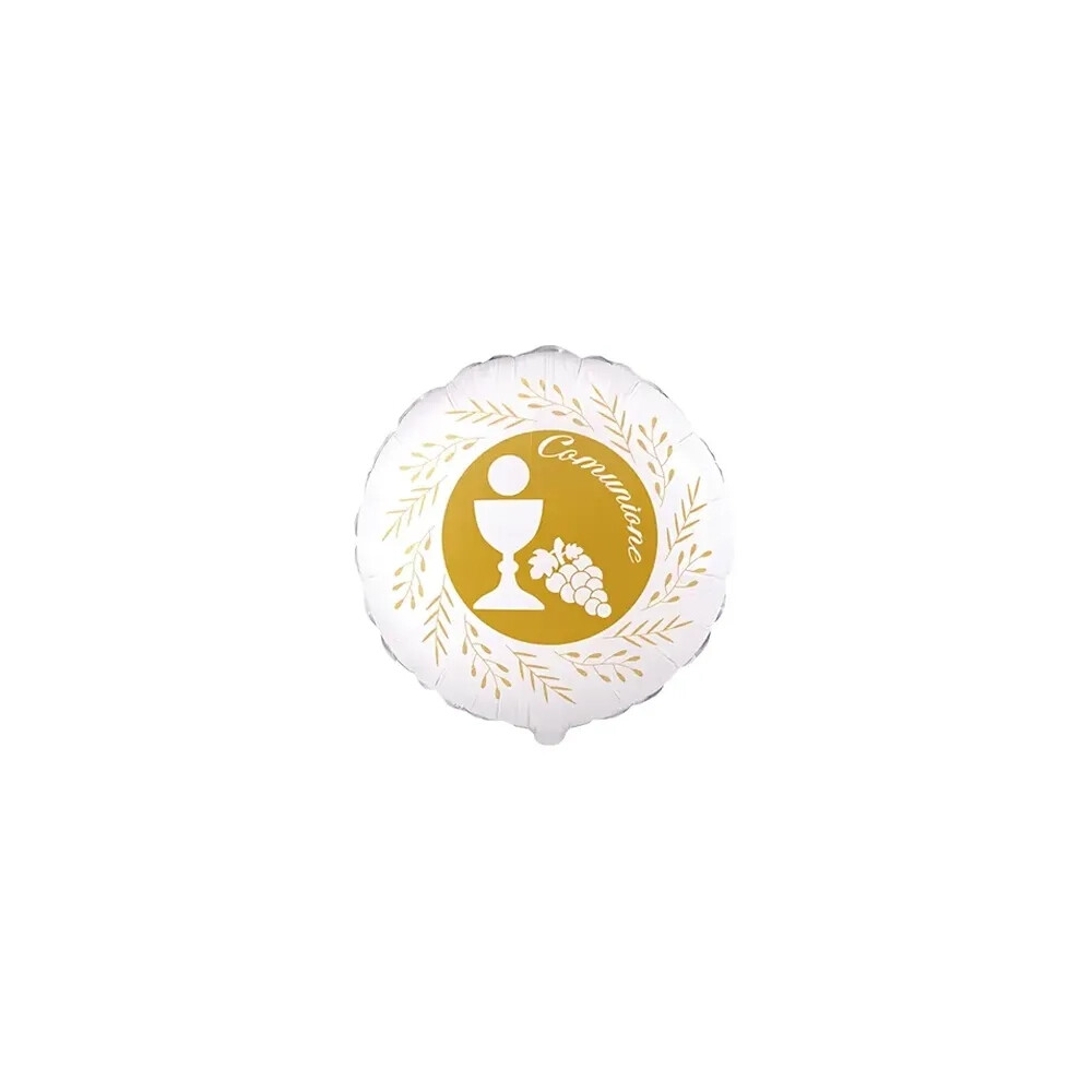 Palloncini Comunione Oro tondo mini shape 9" (22cm) in mylar, 5pz.