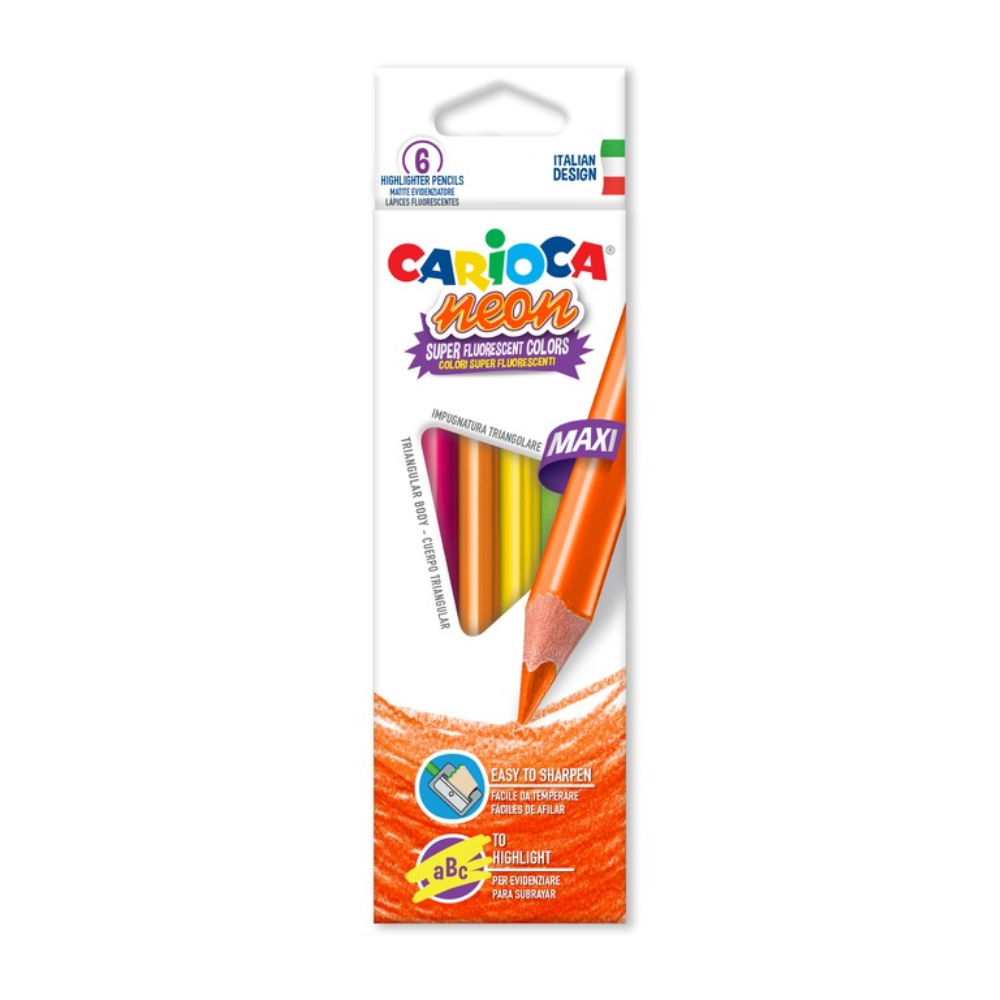 PASTELLI COLORATI 6 COLORI MAXI NEON CARIOCA