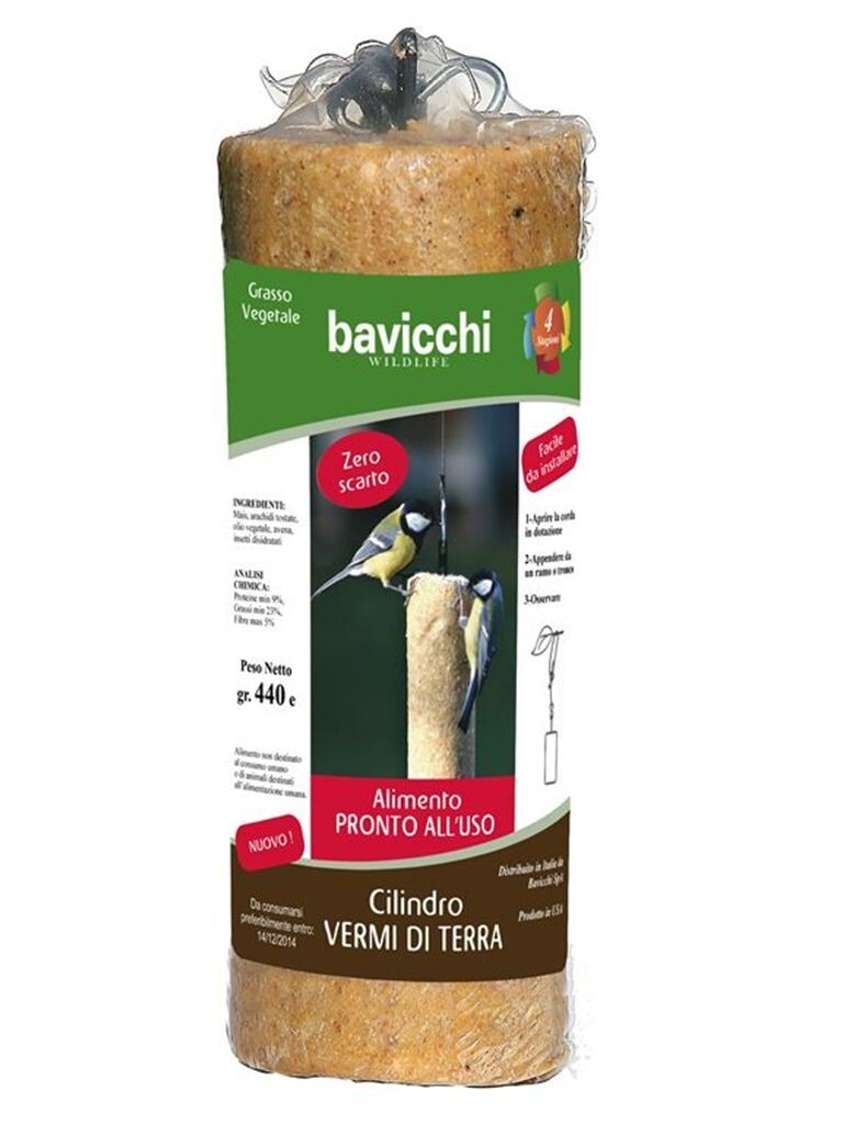 Cilindro Vermi di Terra 400 gr Pronto all'uso per Uccelli senza Olio di Palma Se