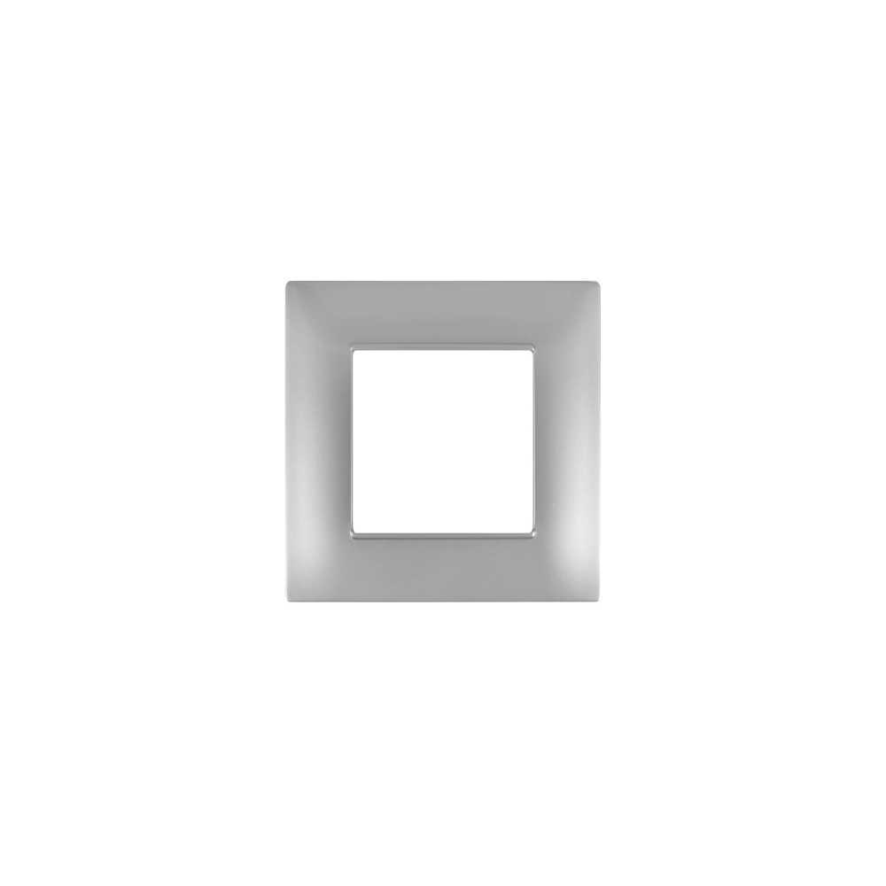 Placca 502 2 Posti Silver 2M Compatibile Vimar Plana TOTM6002-9