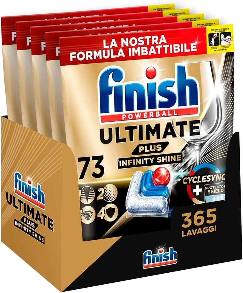 Finish Ultimate PLUS Infinity Shine Pastiglie Lavastoviglie, 365 Capsule