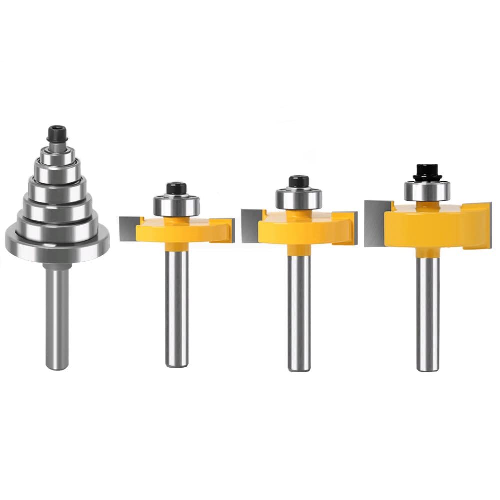 WSOOX Set di punte per rabbet con gambo da 1/4" 3 pezzi con 6 cuscinetti 1/8"...