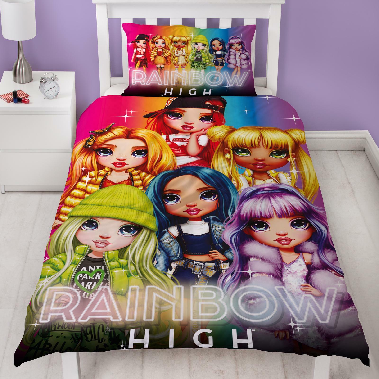 Rainbow High Set Copripiumino Singolo Luminoso 2-in-1 Design Bambini Letto