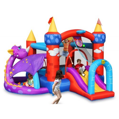 Castello Gonfiabile per Bambini con Scivolo Draghetto Salterello Vasca Palline