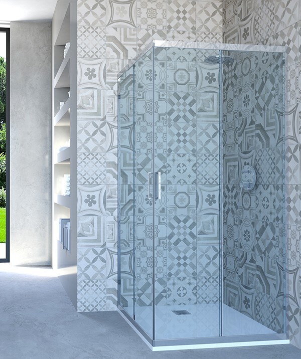 box doccia angolare porta scorrevole 68x98 cm trasparente