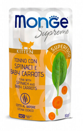 Monge Buste Supreme Kitten Tonno, Spinaci e Carote - Gatto 80gr