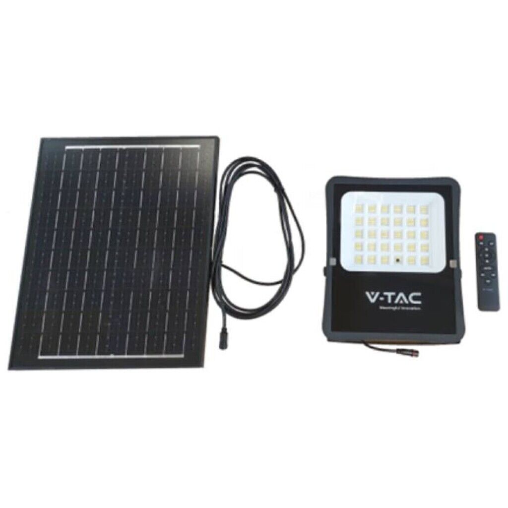 V-TAC VT-55300 Faro LED 2400lm alimentato a pannello solare 20W fotovoltaico bat